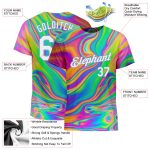 Colorful Psychedelic 3D Pattern T-Shirt with Abstract Fluid Art Design, Style 7795 Custom 3D Pattern Design Abstract Colorful