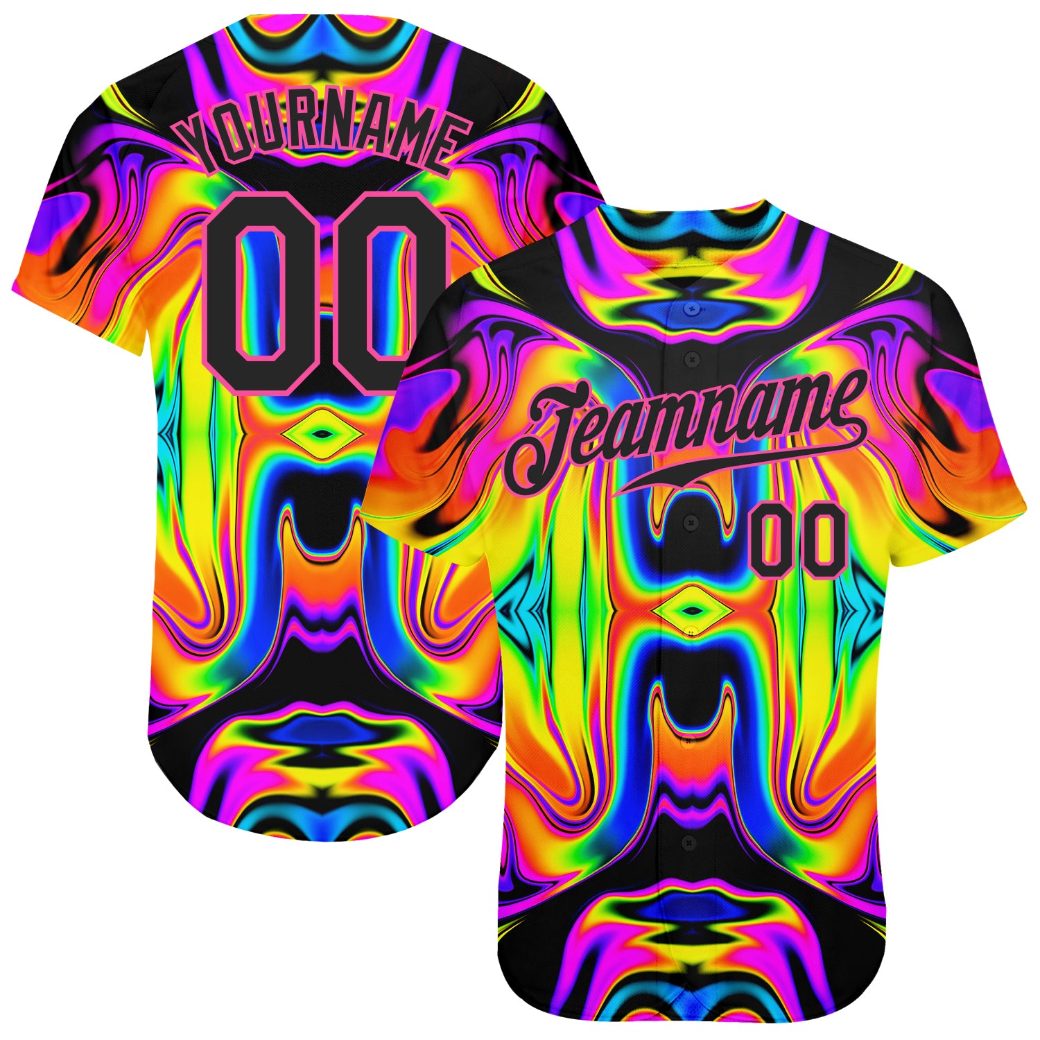 Iridescent Psychedelic Swirl 3D Abstract Fluid Art Custom Baseball Jersey Custom 3D Pattern Design Abstract Iridescent Psychedelic
