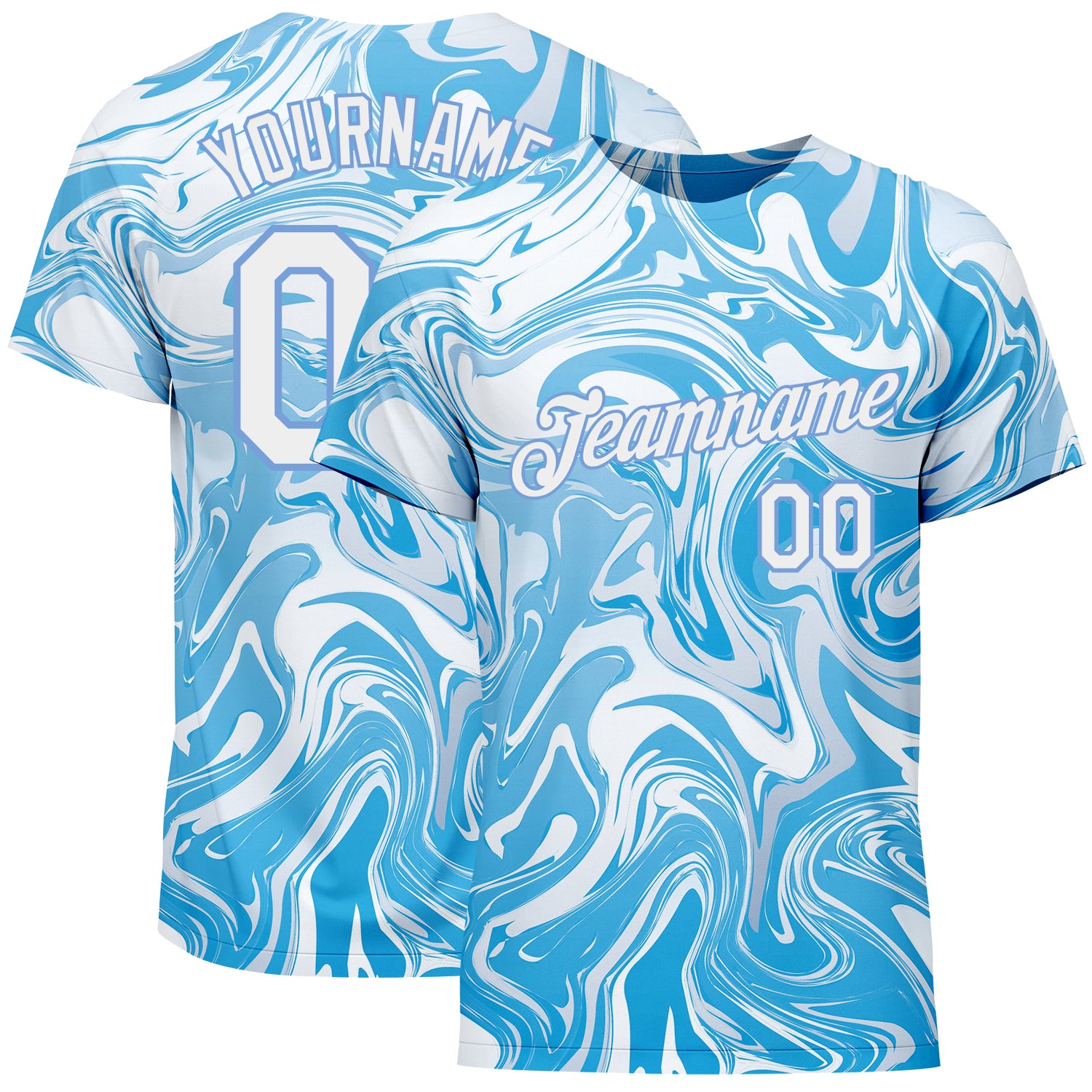 Abstract Ocean Waves 3D Pattern Fluid Art Performance T-Shirt - Custom Design Mens Apparel Custom 3D Pattern Design Abstract