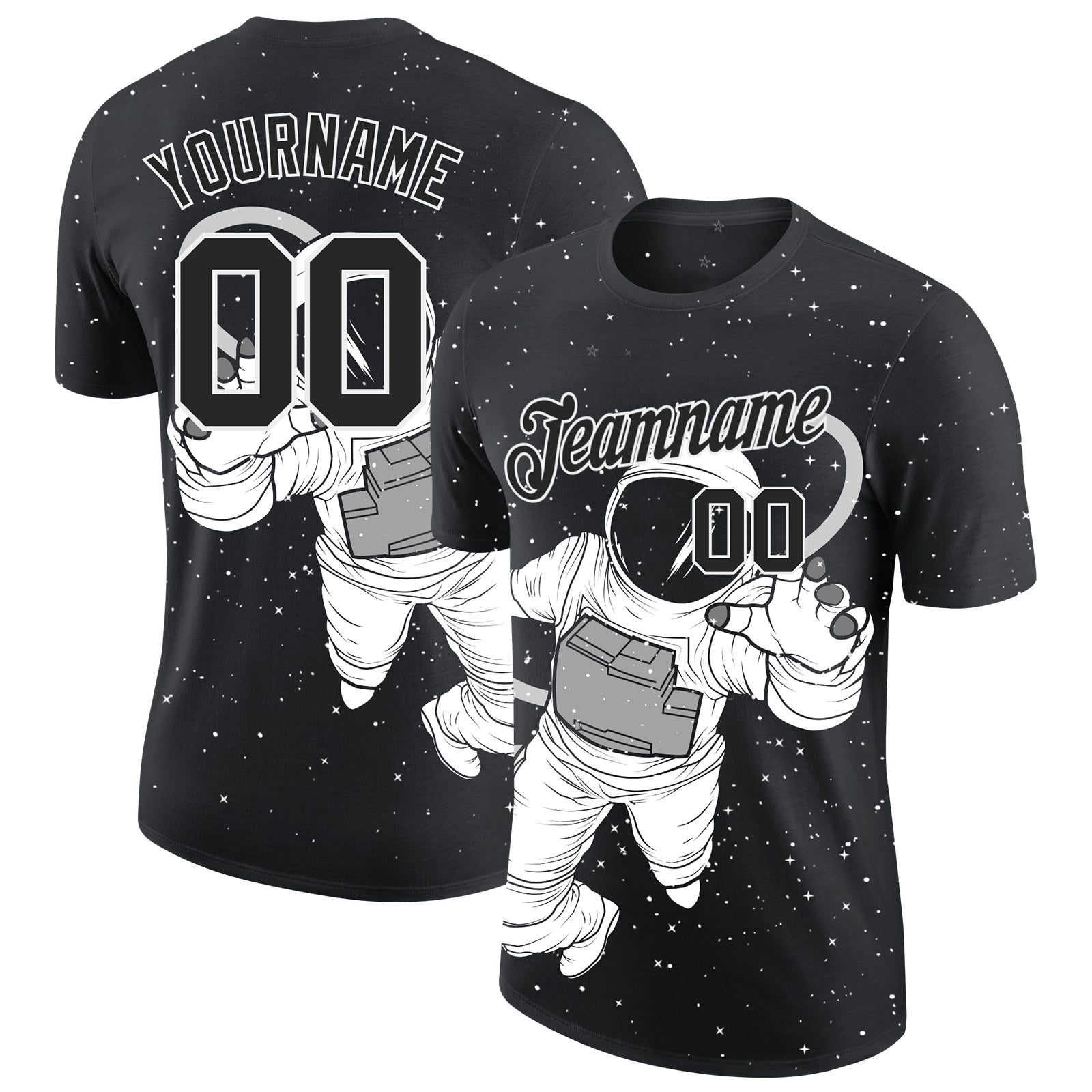 Astronaut 3D Pattern Design Performance T-Shirt - Custom Graphic Tee Custom 3D Pattern Design Astronaut Performance T-Shirt