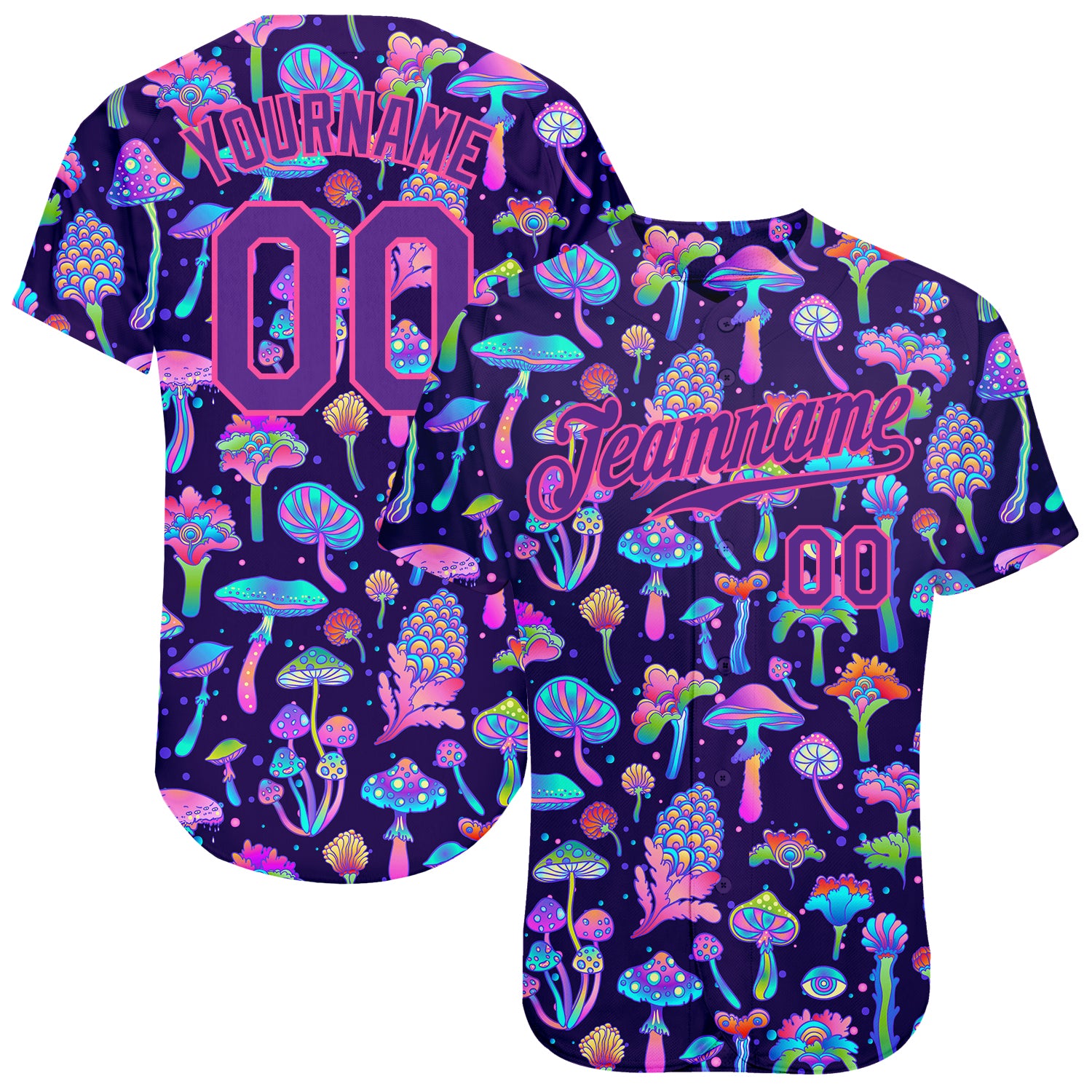 Custom 3D Pattern Design Colorful Flowers And Mushrooms Psychedelic Hallucination Authentic Baseball Jersey Style 3208 Colorful 3D Flower and Mushroom Pattern Psychedelic Authentic Baseball Jersey Style 3208 Custom 3D Pattern Design Colorful