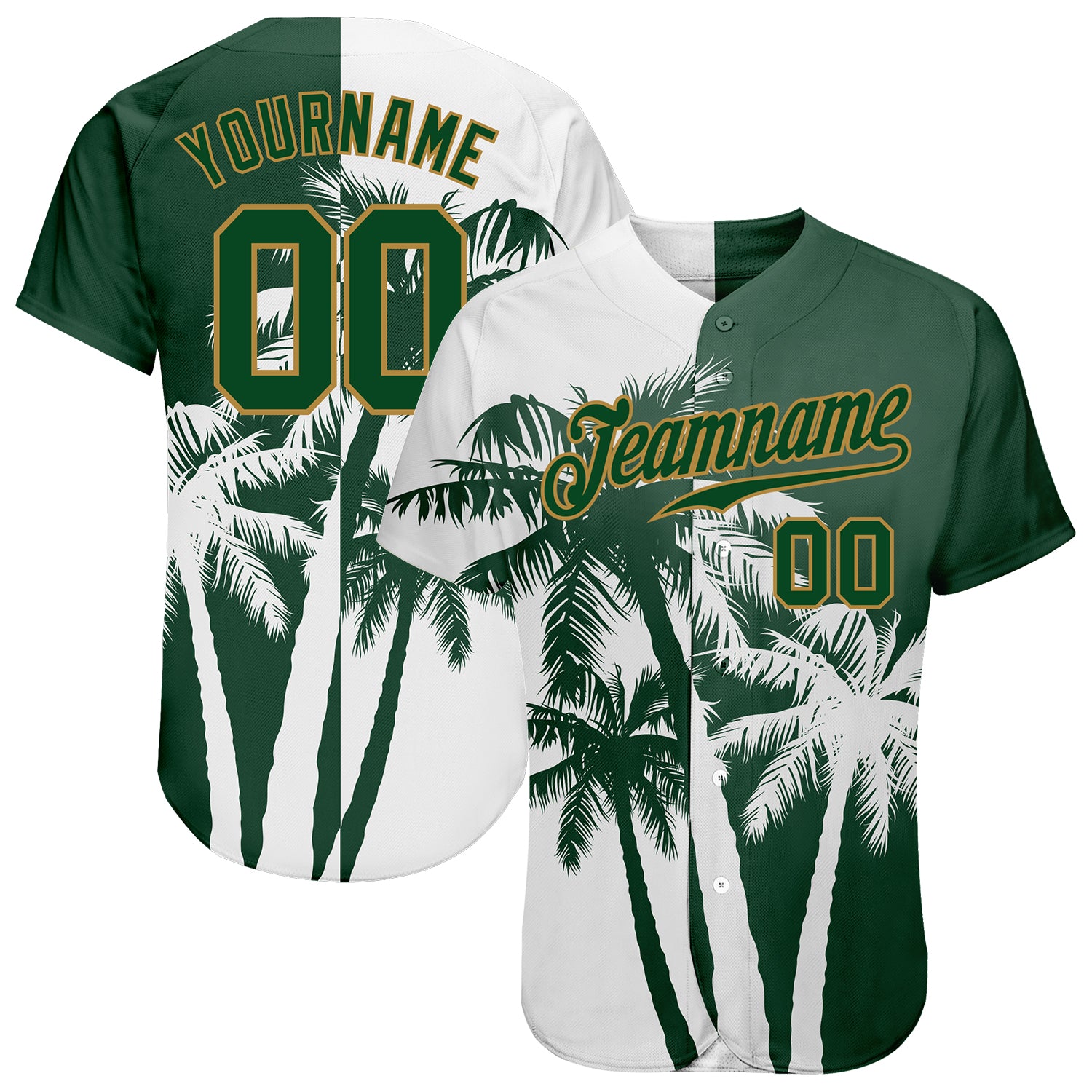 Hawaii Coconut Trees Custom 3D Pattern Baseball Jersey Authentic Style 5658 Custom 3D Pattern Design Hawaii Coconut Trees