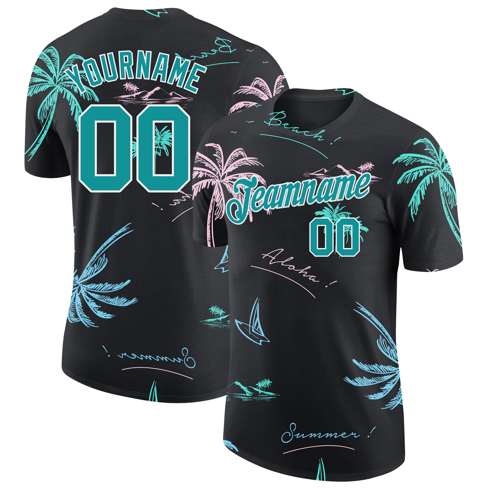Hawaii Palm Trees Custom 3D Pattern Performance T-Shirt Style 6780 Custom 3D Pattern Design Hawaii Palm Trees Performance