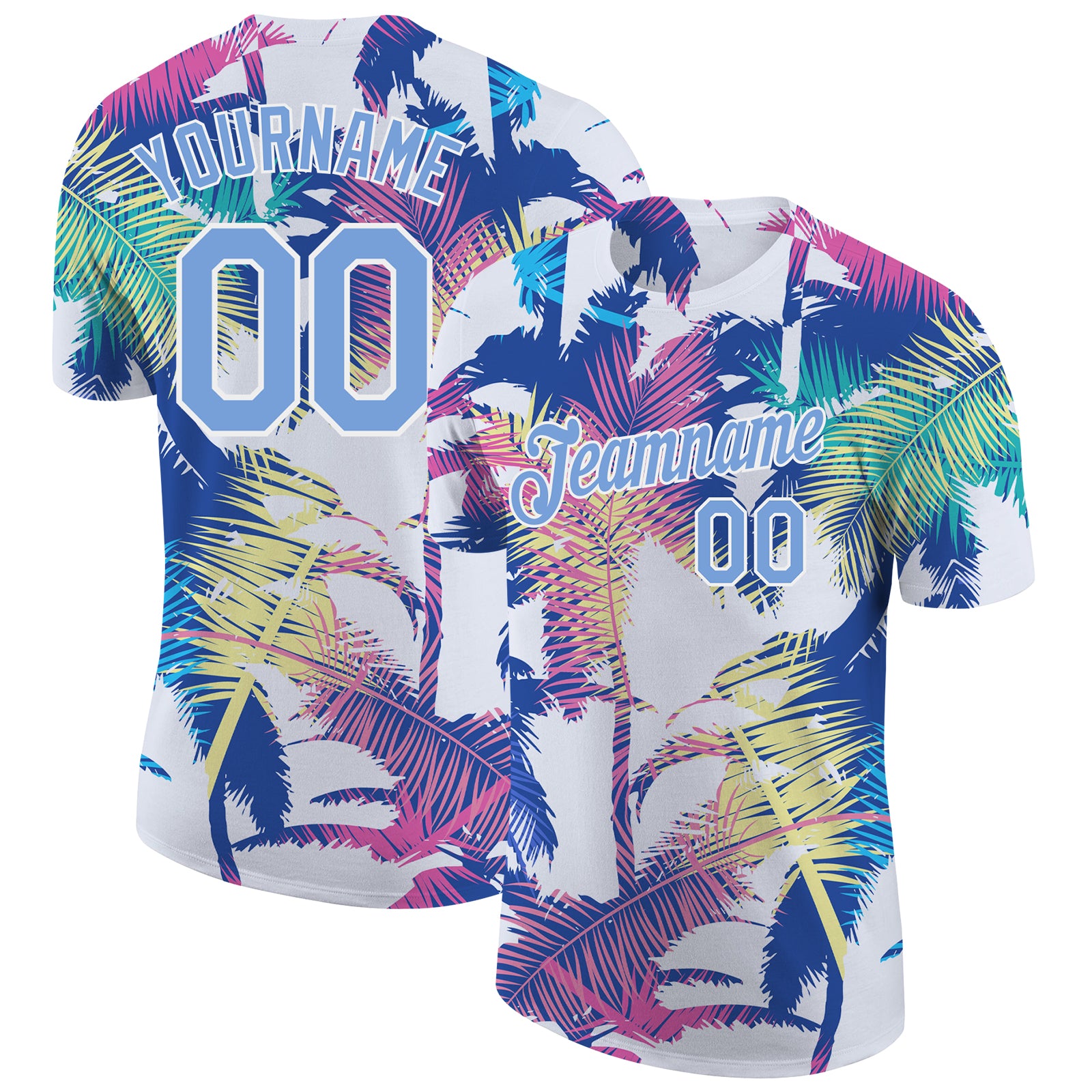 Hawaii Palm Trees Custom 3D Pattern Performance T-Shirt - Style 9764 Custom 3D Pattern Design Hawaii Palm Trees Performance