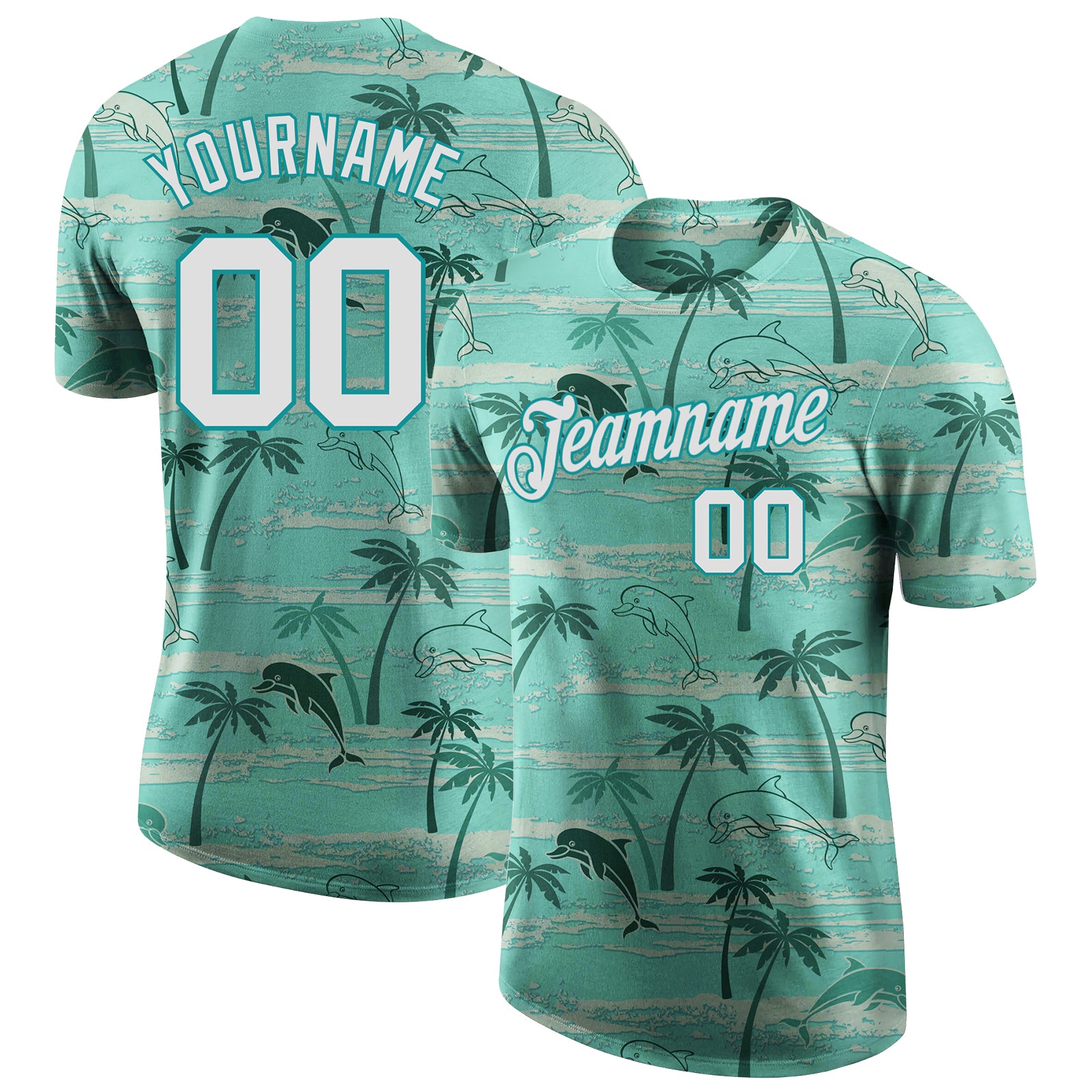 Hawaii Palm Trees 3D Pattern Performance T-Shirt Custom Design for Men and Women Custom 3D Pattern Design Hawaii Palm Trees