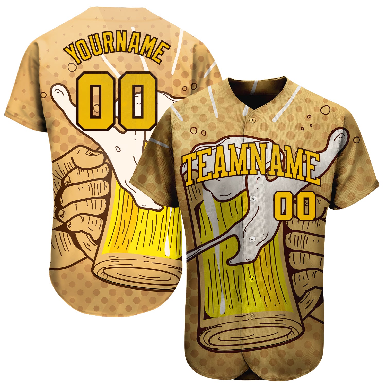 Custom 3D Pattern Baseball Jersey - Lets Drink Authentic Design Custom 3D Pattern Design Let's Drink Authentic Baseball Jersey