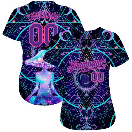 Psychedelic Magic Mushrooms with Sacred Geometry Custom 3D Pattern Baseball Jersey Style 5783 Custom 3D Pattern Design Magic