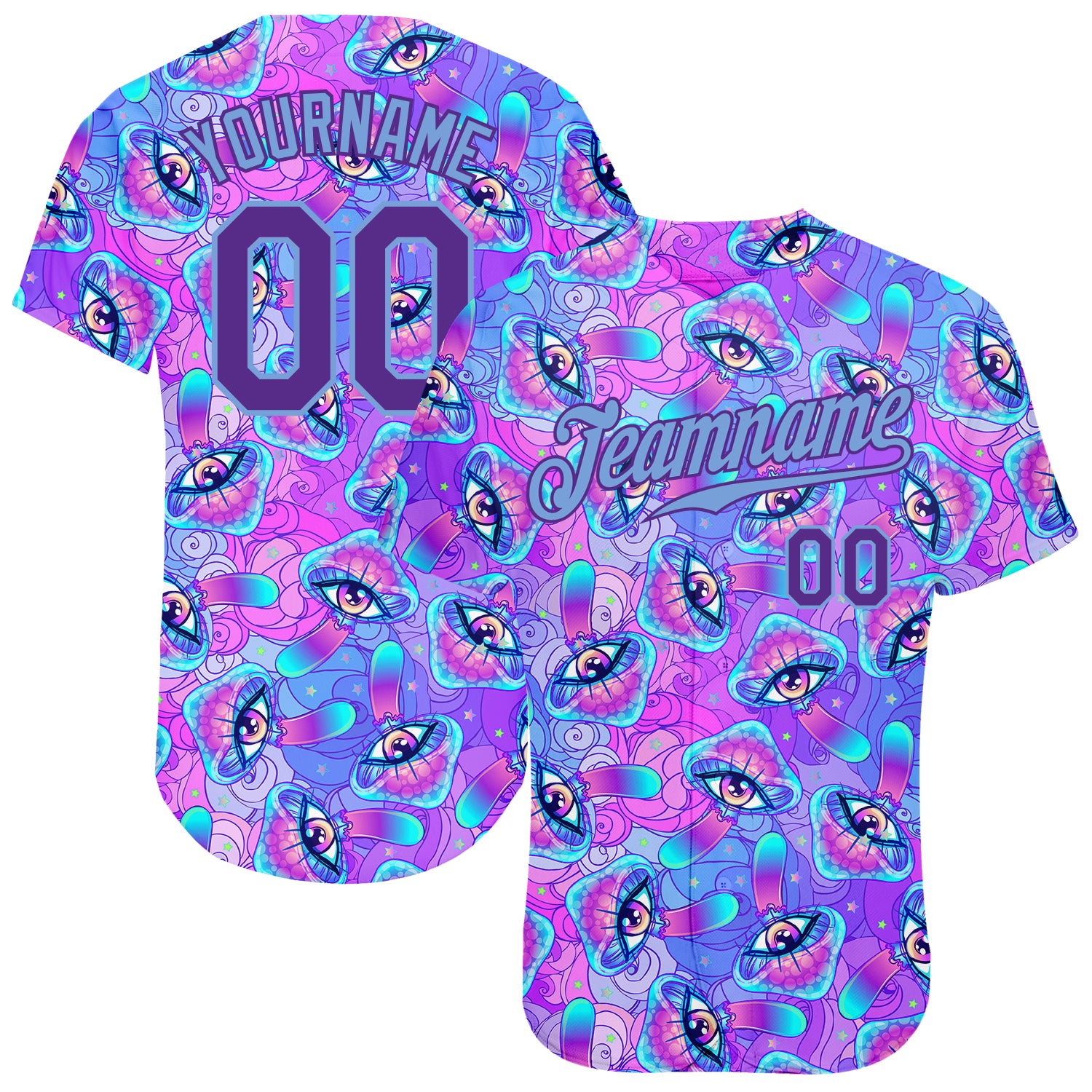 Magic Mushrooms Psychedelic 3D Pattern Authentic Baseball Jersey - Unique Design 9256 Custom 3D Pattern Design Magic Mushrooms
