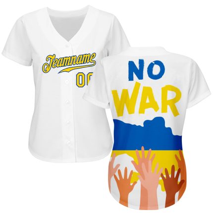 No War In Ukraine 3D Pattern Design Authentic Baseball Jersey Custom Custom 3D Pattern Design No War In Ukraine Authentic