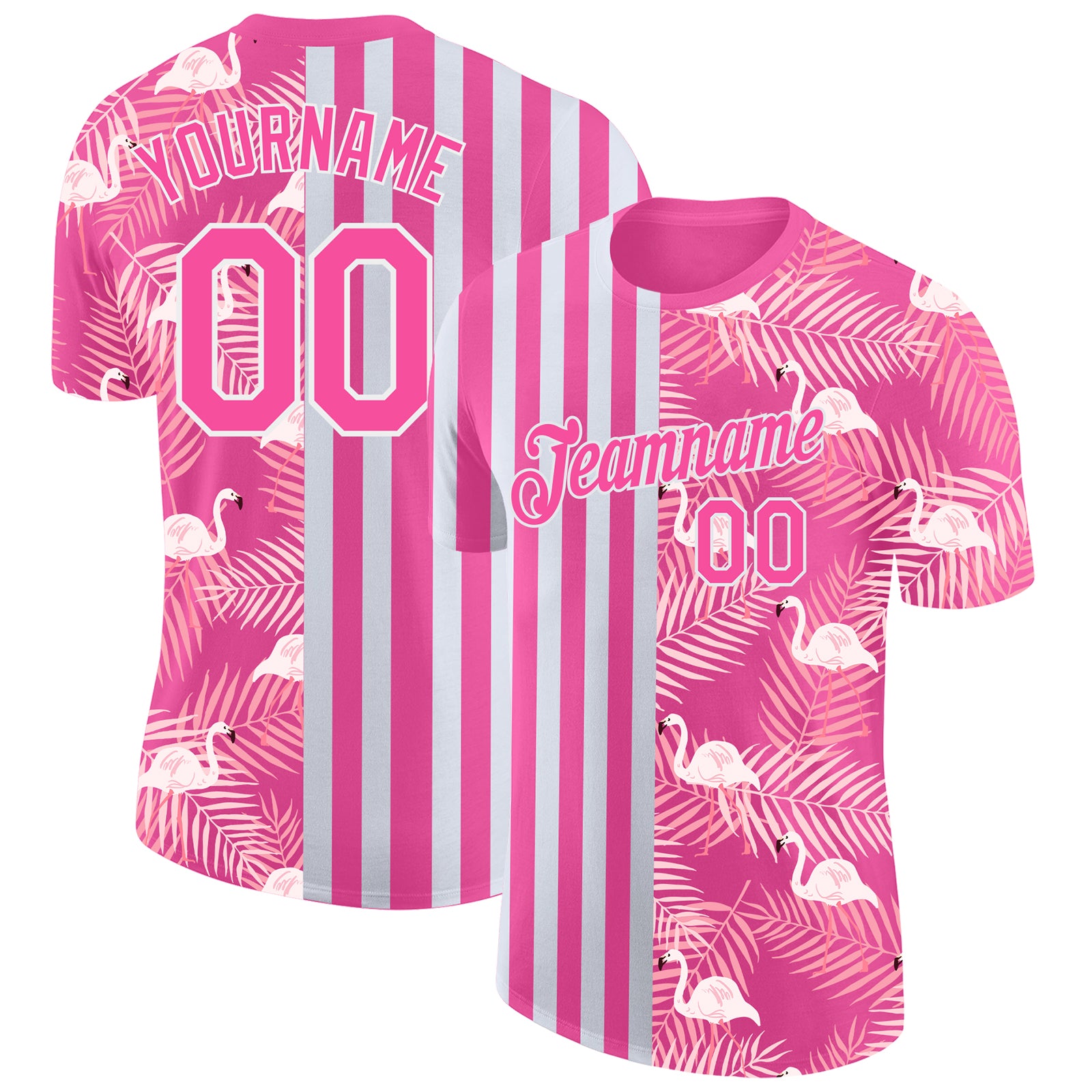 Tropical Flamingo 3D Pattern Performance T-Shirt, Custom Design for Men and Women Custom 3D Pattern Design Tropical Famingo