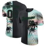 Tropical Hawaii Palm Leaves 3D Pattern Performance T-Shirt, Custom Design Custom 3D Pattern Design Tropical Hawaii Palm Leaves