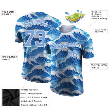 3D Pattern Waves Performance T-Shirt - Custom Design Athletic Tee Custom 3D Pattern Design Waves Performance T-Shirt
