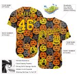 Halloween Pumpkins 3D Pattern Authentic Baseball Jersey Custom Design Custom 3D Pattern Halloween Pumpkins Authentic Baseball
