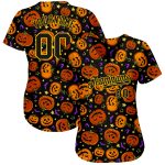 Halloween 3D Pumpkins Bats Stars Custom Baseball Jersey Authentic Design Custom 3D Pattern Halloween Pumpkins Bats Stars