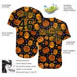 Halloween 3D Pumpkins Bats Stars Custom Baseball Jersey Authentic Design Custom 3D Pattern Halloween Pumpkins Bats Stars