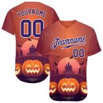 Halloween Pumpkins 3D Pattern Authentic Baseball Jersey - Horror Night Style 8882 Custom 3D Pattern Halloween Pumpkins Horror