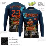 Halloween Pumpkins 3D Pattern Performance Long Sleeve T-Shirt for Horror Night Fun Custom 3D Pattern Halloween Pumpkins Horror
