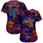 Halloween Skulls 3D Pattern Custom Authentic Baseball Jersey Style 2018 Custom 3D Pattern Halloween Skulls Authentic Baseball