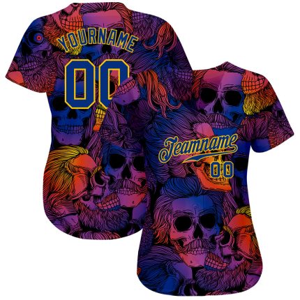 Halloween Skulls 3D Pattern Custom Authentic Baseball Jersey Style 2018 Custom 3D Pattern Halloween Skulls Authentic Baseball