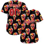 Halloween Skull 3D Pattern Baseball Jersey - Custom Style 3141 Custom 3D Pattern Halloween Skulls Authentic Baseball Jersey