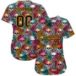 Halloween Skull 3D Pattern Baseball Jersey - Custom Authentic Style 9261 Custom 3D Pattern Halloween Skulls Authentic Baseball