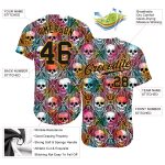 Halloween Skull 3D Pattern Baseball Jersey - Custom Authentic Style 9261 Custom 3D Pattern Halloween Skulls Authentic Baseball