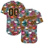 Halloween Skull 3D Pattern Baseball Jersey - Custom Authentic Style 9261 Custom 3D Pattern Halloween Skulls Authentic Baseball