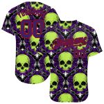 Custom Halloween Skulls 3D Pattern Baseball Jersey - Authentic Style 9299 Custom 3D Pattern Halloween Skulls Authentic Baseball