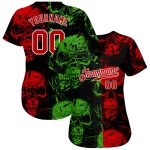 Halloween Skulls 3D Pattern Custom Authentic Baseball Jersey Style 9911 Custom 3D Pattern Halloween Skulls Authentic Baseball