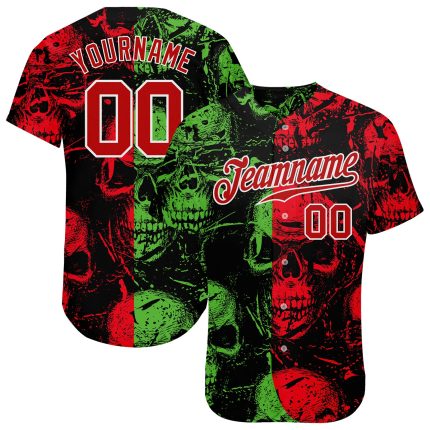 Halloween Skulls 3D Pattern Custom Authentic Baseball Jersey Style 9911 Custom 3D Pattern Halloween Skulls Authentic Baseball