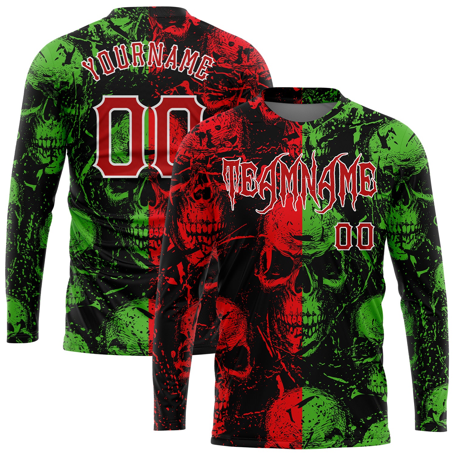 Custom 3D Pattern Halloween Skulls Long Sleeve Performance T-Shirt Style 7739 Halloween Skulls 3D Pattern Long Sleeve Performance T-Shirt Custom Style 7739 Custom 3D Pattern Halloween Skulls Long Sleeve