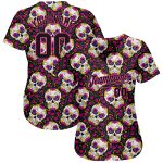 Halloween Skulls Floral Custom 3D Pattern Authentic Baseball Jersey Custom 3D Pattern Halloween Skulls With Floral Authentic