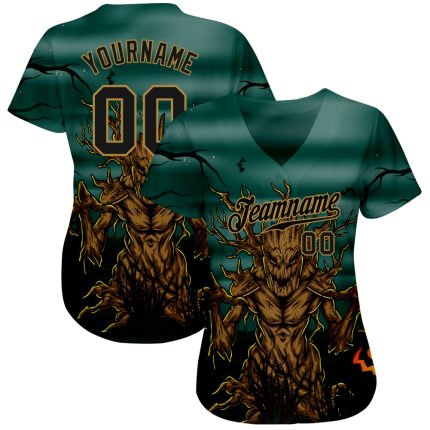 Halloween Custom 3D Pattern Horror Night Baseball Jersey, Trick or Treat Design, Style 7392 Custom 3D Pattern Halloween Trick