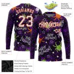 Happy Halloween Spiders Custom 3D Pattern Long Sleeve Performance T-Shirt Custom 3D Pattern Happy Halloween Spiders Long