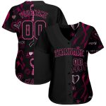 Breast Cancer Awareness Pink Ribbon Womens Authentic Baseball Jersey - Custom Style 6100 Custom 3D Pink Ribbon Breast Cancer