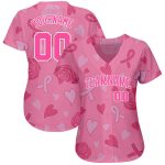Breast Cancer Awareness Custom Pink Ribbon Baseball Jersey for Women Health Care Support - Style 9179 Custom 3D Pink Ribbon