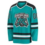 Custom Hockey Jersey - Aqua Black & White Design for Team Sports Custom Aqua Black-White Hockey Jersey