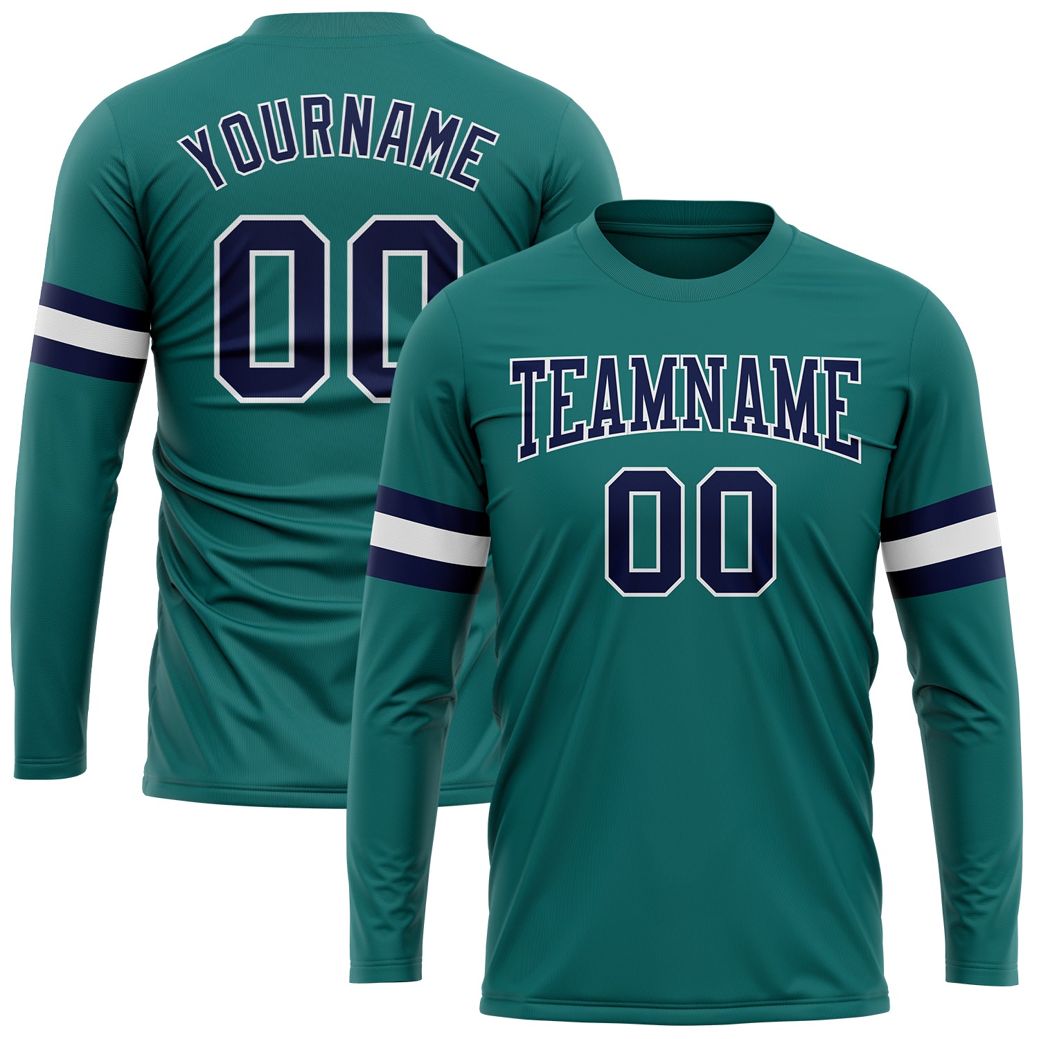 Aqua Navy White Long Sleeve Performance T-Shirt Custom Design for Comfort Custom Aqua Navy-White Long Sleeve Performance