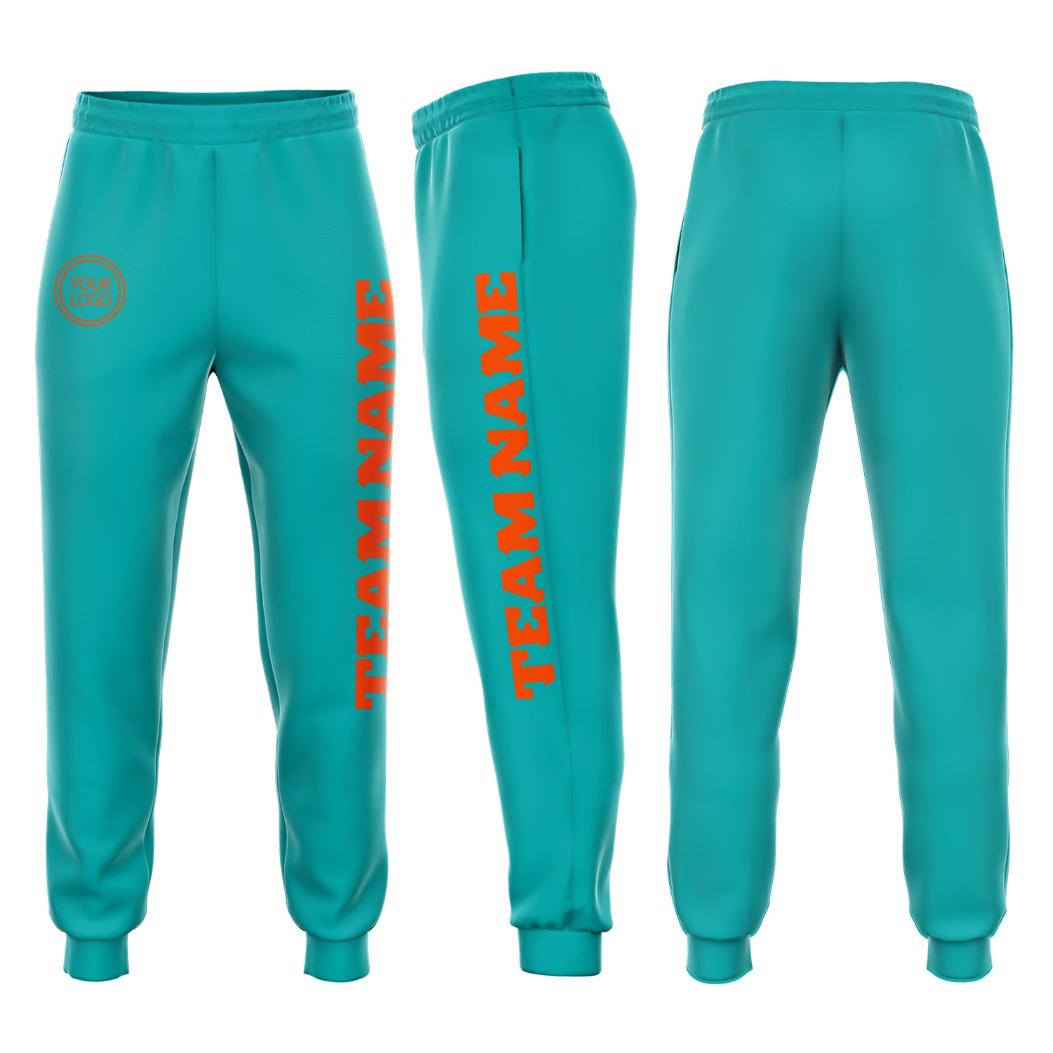 Aqua Orange Fleece Jogger Sweatpants for Men - Custom Style 9655 Custom Aqua Orange Fleece Jogger Sweatpants Style 9655