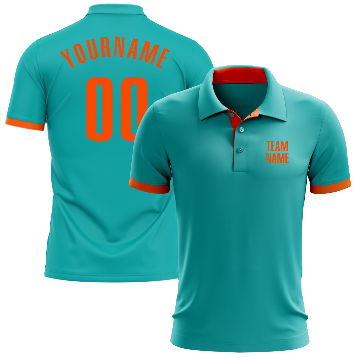 Custom Aqua Orange Performance Golf Polo Shirt Aqua Orange Custom Golf Polo Shirt for Performance and Comfort Custom Aqua Orange Performance Golf Polo Shirt
