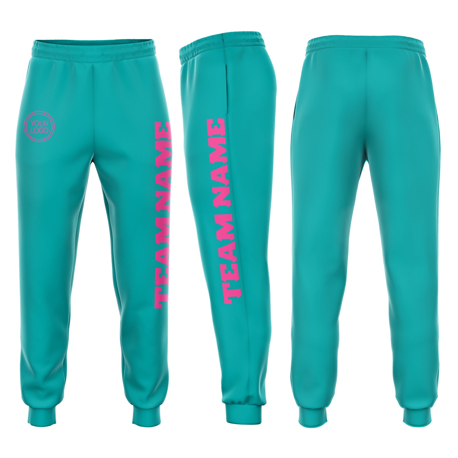 Aqua Pink Fleece Jogger Sweatpants for Women - Customizable Comfortable Activewear Custom Aqua Pink Fleece Jogger Sweatpants