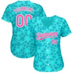 Aqua Pink White 3D Pattern Baseball Jersey - Custom Authentic Design for Fans Custom Aqua Pink-White 3D Pattern Design Authentic