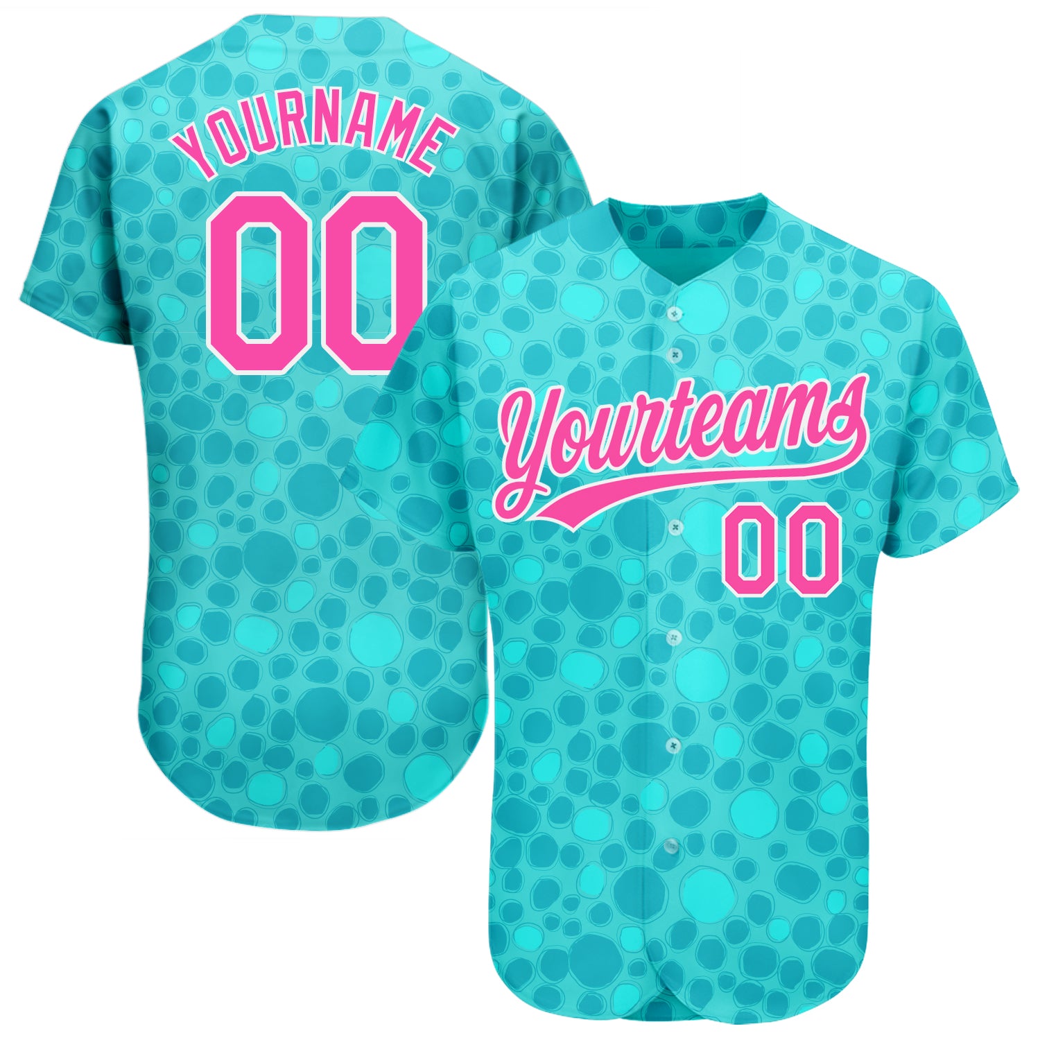 Aqua Pink White 3D Pattern Baseball Jersey - Custom Authentic Design for Fans Custom Aqua Pink-White 3D Pattern Design Authentic
