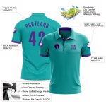 Aqua Purple Performance Golf Polo Shirt - Customizable Golf Apparel Custom Aqua Purple Performance Golf Polo Shirt
