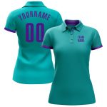 Aqua Purple Performance Golf Polo Shirt - Customizable Golf Apparel Custom Aqua Purple Performance Golf Polo Shirt
