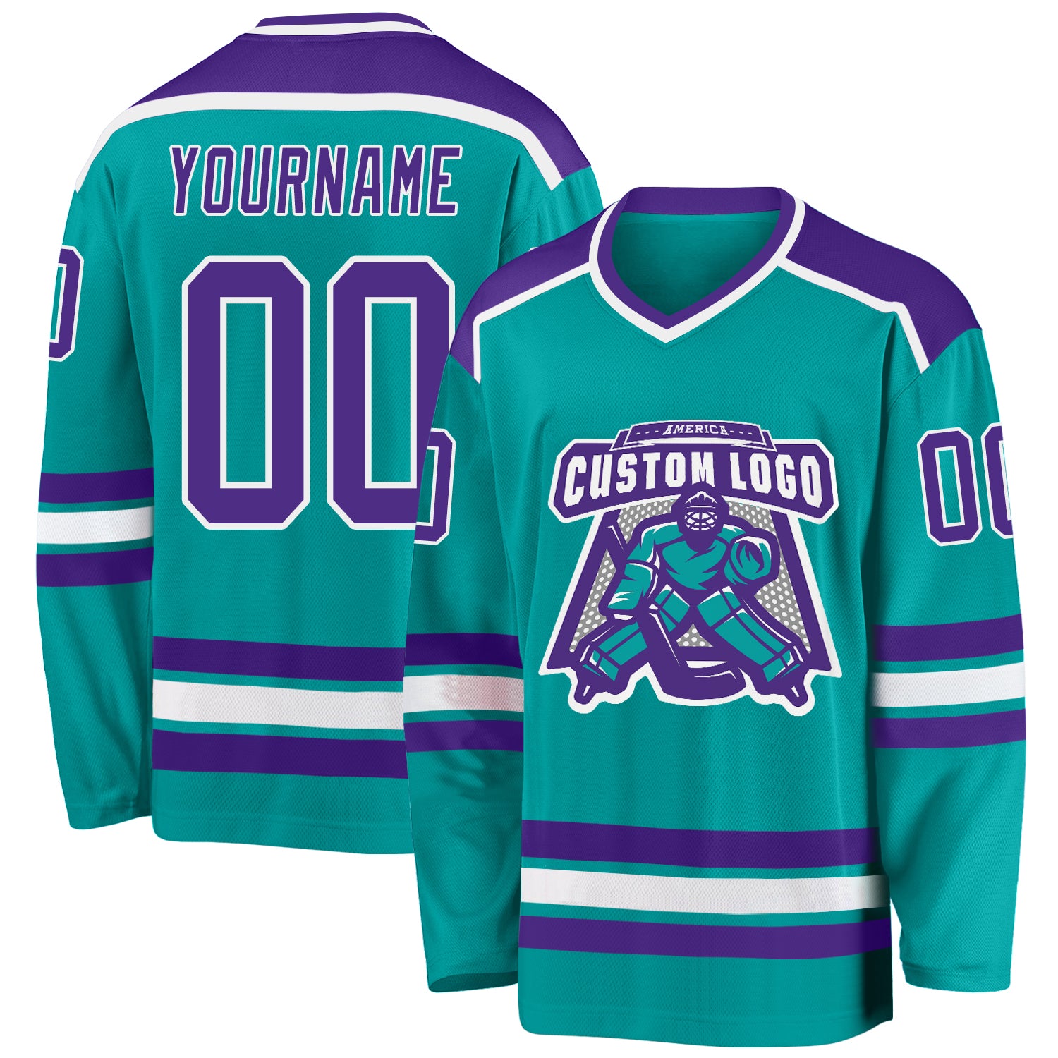 Custom Aqua Purple White Hockey Jersey for Men and Women Sports Apparel Custom Aqua Purple-White Hockey Jersey