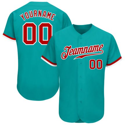 Custom Aqua Red White Baseball Jersey Authentic Design for Fans Custom Aqua Red-White Authentic Baseball Jersey