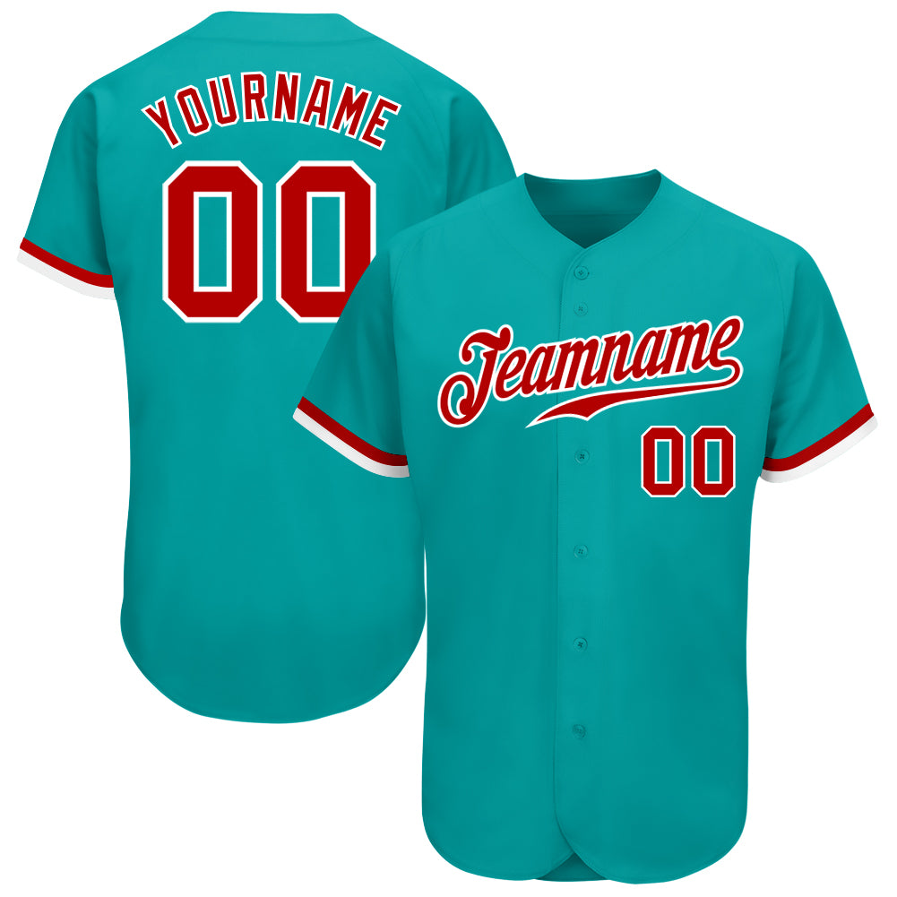 Custom Aqua Red-White Authentic Baseball Jersey Custom Aqua Red White Baseball Jersey Authentic Design for Fans Custom Aqua Red-White Authentic Baseball Jersey