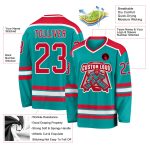 Custom Aqua Red White Hockey Jersey - Personalized Team Uniform for Ice Sports Custom Aqua Red-White Hockey Jersey