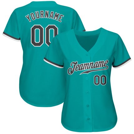 Custom Baseball Jersey in Aqua Steel Gray and White - Authentic Design Custom Aqua Steel Gray-White Authentic Baseball Jersey